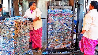 Waste plastic bottles recycle process plant  Womens are empowered with pet bottle crushing machine [upl. by Liatrice126]