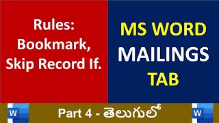 quotHow to Use Bookmark and Skip Record If Options in MS Word Mail Mergequot Part 5 Mail Merge [upl. by Airogerg569]