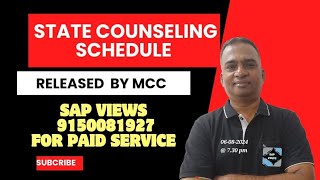 STATE COUNSELNG SCHEDULE RELEASED BY MCCMCC AIQ ampSTATE QUOTA COUNSELNG SCHEDULENEET UG 2024 [upl. by Ruhl621]