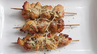 How To Make Garlic Parmesan Chicken Thigh Skewers In The Air Fryer [upl. by Einehpets]