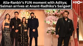 Alia Bhatt Ranbir Kapoors FUN with Aditya Roy Kapur Salman Khan at AnantRadhikas sangeet [upl. by Sirronal]