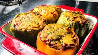 Easy Stuffed Peppers recipe  how to make Stuffed Bell Peppers with Ground beef and rice recipe [upl. by Delogu411]