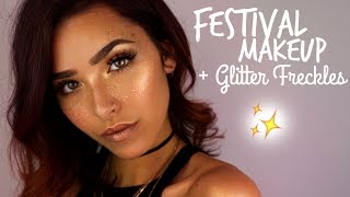 FESTIVAL LOOK  GLITTER FRECKLES TUTORIAL [upl. by Einaled884]