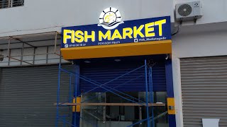 habillage façade en alucobond avec les lettres 3d FISH MARKET [upl. by Nakah502]