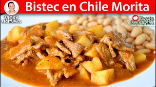 BISTEC EN CHILE MORITA  Vicky Receta Facil [upl. by Miah]