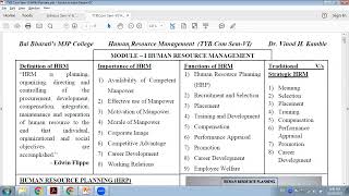 TYBCOM SemVI CommerceVI HRM subject Guidance Lecture  1 [upl. by Etselec]