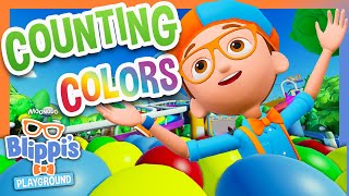 Blippi Counts all the Colors in his Ball Pit Colorful Counting Gaming Videos [upl. by Norrehc]