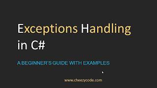 Exception Handling In C Net With Examples [upl. by Duax]