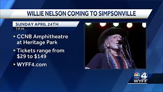 Music legend Willie Nelson coming to Simpsonville amphitheatre [upl. by Scheck]