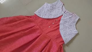 DIY Box Pleated Baby Frock With Attached Koti Cutting amp Stitching Full Tutorial [upl. by Griggs]