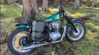 積載機能なしのカスタムバイクで行くキャンプ旅1日目W650 Camping trip on a custom motorcycle [upl. by Kcod]