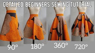 How to Make 90 180 360 and 720 Degree Flare Skirt  Quarter Half full amp double Flare Skirt [upl. by Leorsiy]