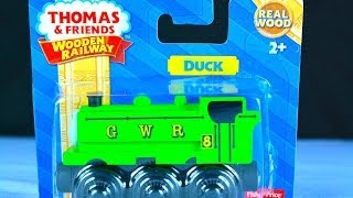 NEW 2014 DUCK  Thomas The Tank Engine Wooden Railway Toy Train Review By Fisher Price Mattel [upl. by Gnaht]