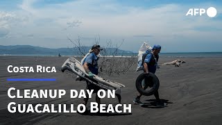 Volunteers clean up beach in Costa Rica  AFP [upl. by Otrebron]