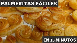 Palmeritas con masa de tarta  FÁCILES Y RÁPIDAS [upl. by Debbi]