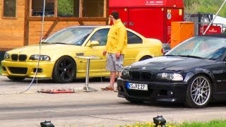 BMW M3 E46 Cabrio vs M3 E46 Coupe Drag Race Viertelmeile Beschleunigungsrennen Acceleration Sound [upl. by Otxis61]