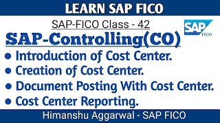 SAP FICO ENGLISH Profit Center and Cost Center Basics  03 [upl. by Tallu]