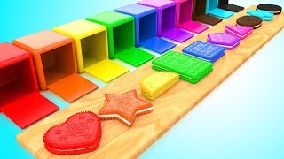 Shapes amp Colors for Children with Color Cream Biscuits Shapes 3D Kids Baby Learning Educational [upl. by How]