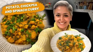 The easiest curry  POTATO CHICKPEA SPINACH curry  Healthy and Delicious and ready in 30 minutes [upl. by Ossie]