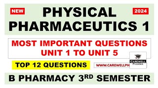 Most Important Question Of Physical Pharmaceutics  B Pharma 3rd Sem  Carewell Pharma [upl. by Elleinet651]