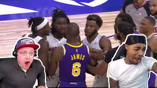 Youtubers Reacting to LeBron James vs Isaiah Stewart FIGHT [upl. by Laing381]