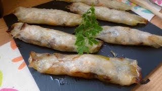 Rollitos de Puerros y Gambas receta paso a paso [upl. by Herrle181]