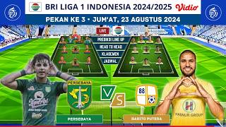 🔴LIVE INDOSIAR  PERSEBAYA VS BARITO PUTERA  BRI LIGA 1 202425  PREDIKSI LINE UP [upl. by Aluap]