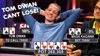 Incredible Luck Of Tom Dwan In 5 Poker Hands [upl. by Toshiko264]