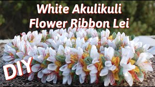 How To Make This Beautiful White Akulikuli Hawaiian Flower Ribbon Lei [upl. by Chastity]