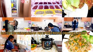 MONTHLY BATCH COOKING 🫘WEEKEND ROUTINEHEALTHY VEGAN RECIPESFRIDGE ORGANIZATION [upl. by Woermer]