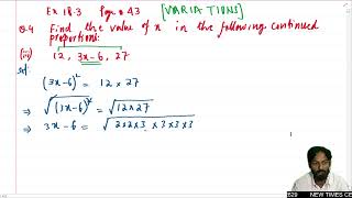 Class 10 Math Exercise 183 Q4 Find value of X in continued proportion VARIATION [upl. by Ielerol]