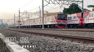 Hunting Kereta KRL Commuter di JPL 81 Bekasi  Kereta Keluar Masuk Melintasi Jembatan [upl. by Otsuj]