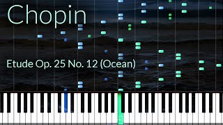 Étude in C minor Op 25 No 12 Ocean  Chopin Piano Tutorial Synthesia [upl. by Yesdnil]