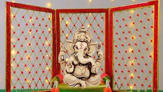 New Ganpati Decoration Ideas at Home 2022  Ganesh Pooja Decor  Simple amp Easy Ganpati Decoration [upl. by Eyllom]