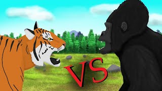 Gorila VS Tigre  Luta de Animais em Animação 2D [upl. by Jun839]