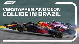 Verstappen And Ocon Collide  2018 Brazilian Grand Prix [upl. by Airam]