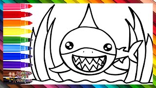 Dessiner Et Colorier Un Mignon Requin 🦈🌊🌈 Dessins Pour Les Enfants [upl. by Silohcin]