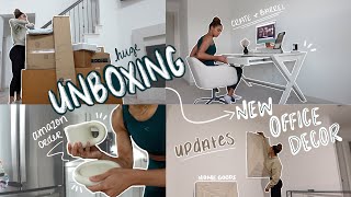 UNBOXING SO MANY PACKAGES  Amazon orders  New Office Decor  Building my desk  New Gymshark [upl. by Teillo90]