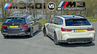 BMW M3 Touring vs M340i Touring STAGE 2  REVIEW on AUTOBAHN [upl. by Izabel935]