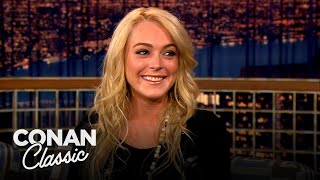 Lindsay Lohan Explains Why She Went Blonde  Late Night with Conan O’Brien [upl. by Lrem]