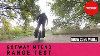 Gotway MTEN3  800W Motor and 512wh Battery  Range Test [upl. by Jaquith]