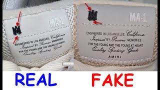 Real vs fake Amiri sneakers How to spot replica Amiri MA1 trainers [upl. by Akirrehs543]