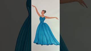 Simple ball gown illustration 💙 shortsfeed shorts fashionillustration art [upl. by Creighton]