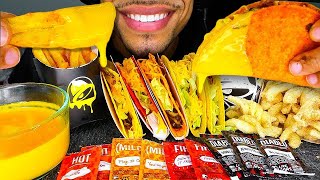 ASMR TACO BELL NACHO CHEESY FRIES CINNAMON TWIST MUKBANG FAST FOOD SAVAGE EATING NO TALKING JERRY [upl. by Mcclees962]