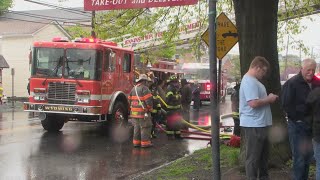 Luzerne County crews battle Wyoming fire [upl. by Reinhold]