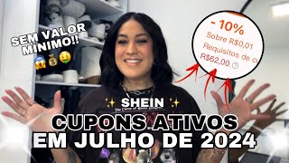 CUPONS DA SHEIN PARA JULHO 2024 [upl. by Nangatrad]