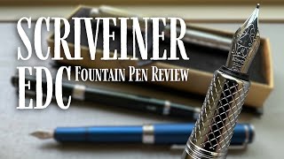 Scriveiner EDC • Fountain Pen Review  a Great Blue Ink [upl. by Leda]