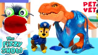 Fizzy The Pet Vet amp The Paw Patrol Pups Go On a Dinosaur Rescue From Slime  Fun Videos For Kids [upl. by Read377]