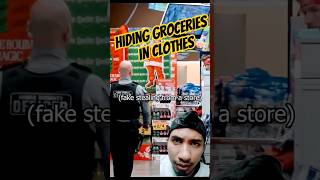 hiding groceries in clothes prank security [upl. by Klotz471]