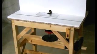 Homemade Router Table lift and retractable castors  Eigenbau Frästisch [upl. by Dene]